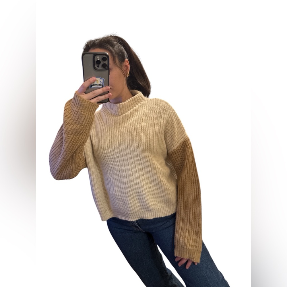 Two Tone Cable Knit Sweater